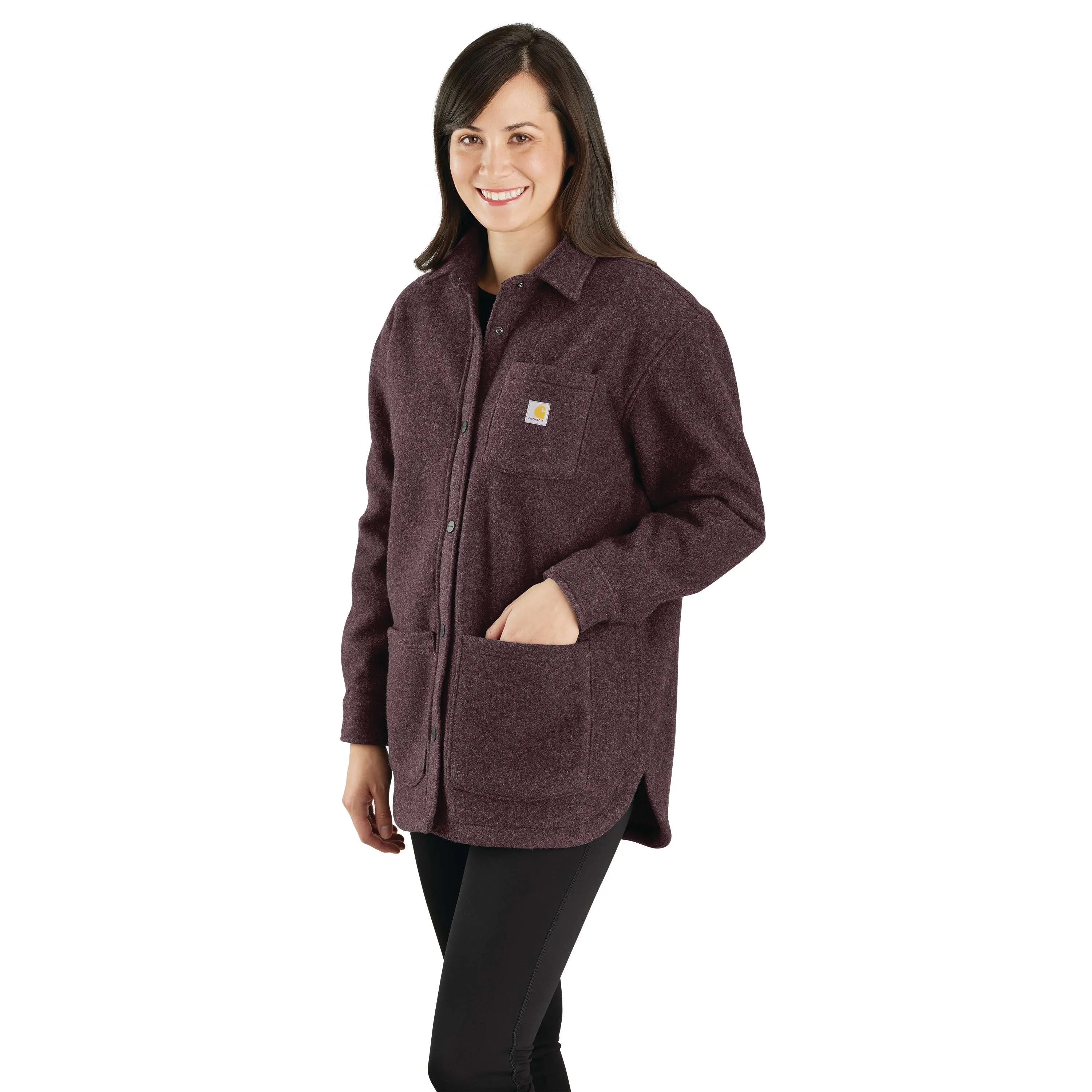 105988 - WOMEN'S LOOSE FIT BRUSHED FLEECE SHIRT JACKET