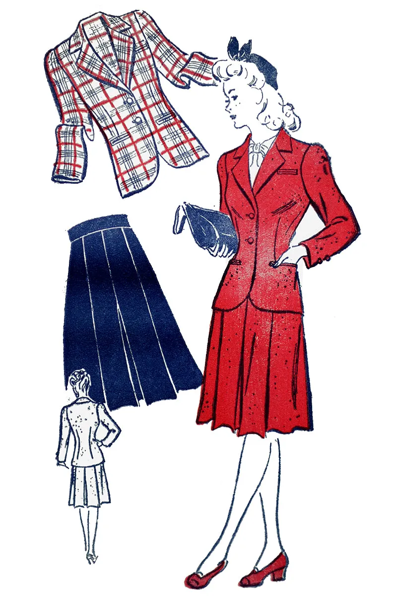 1940s New York 507 Vintage Sewing Pattern for Skirt & Jacket Suit