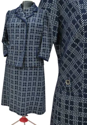 1960s Vintage Blue Plaid Crimpeline Dress Suit • Mother of the Bride