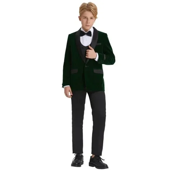 5pc Green Boys Velvet Tuxedo Includes Bowtie by Tazio