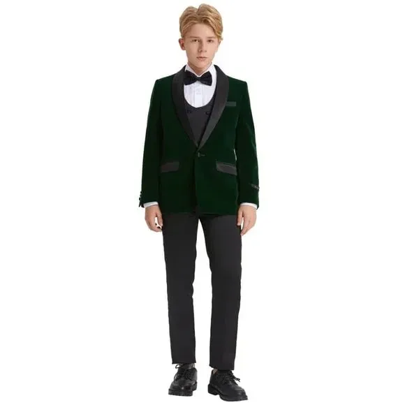 5pc Green Boys Velvet Tuxedo Includes Bowtie by Tazio