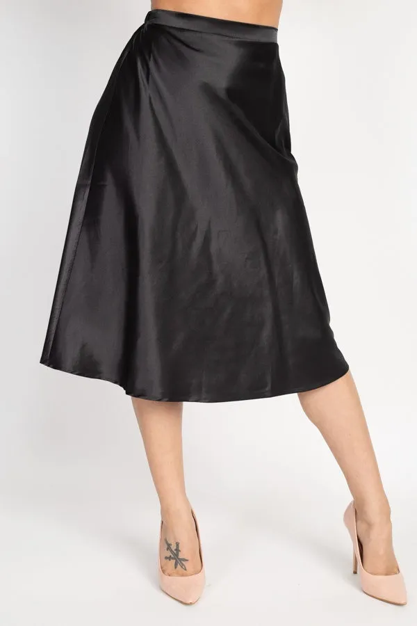 A-line Satin Midi Skirt