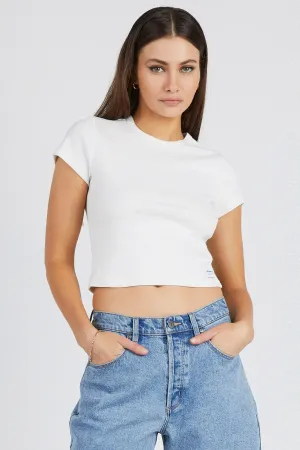 Abrand 90's Icon Baby Tee Top White Sand