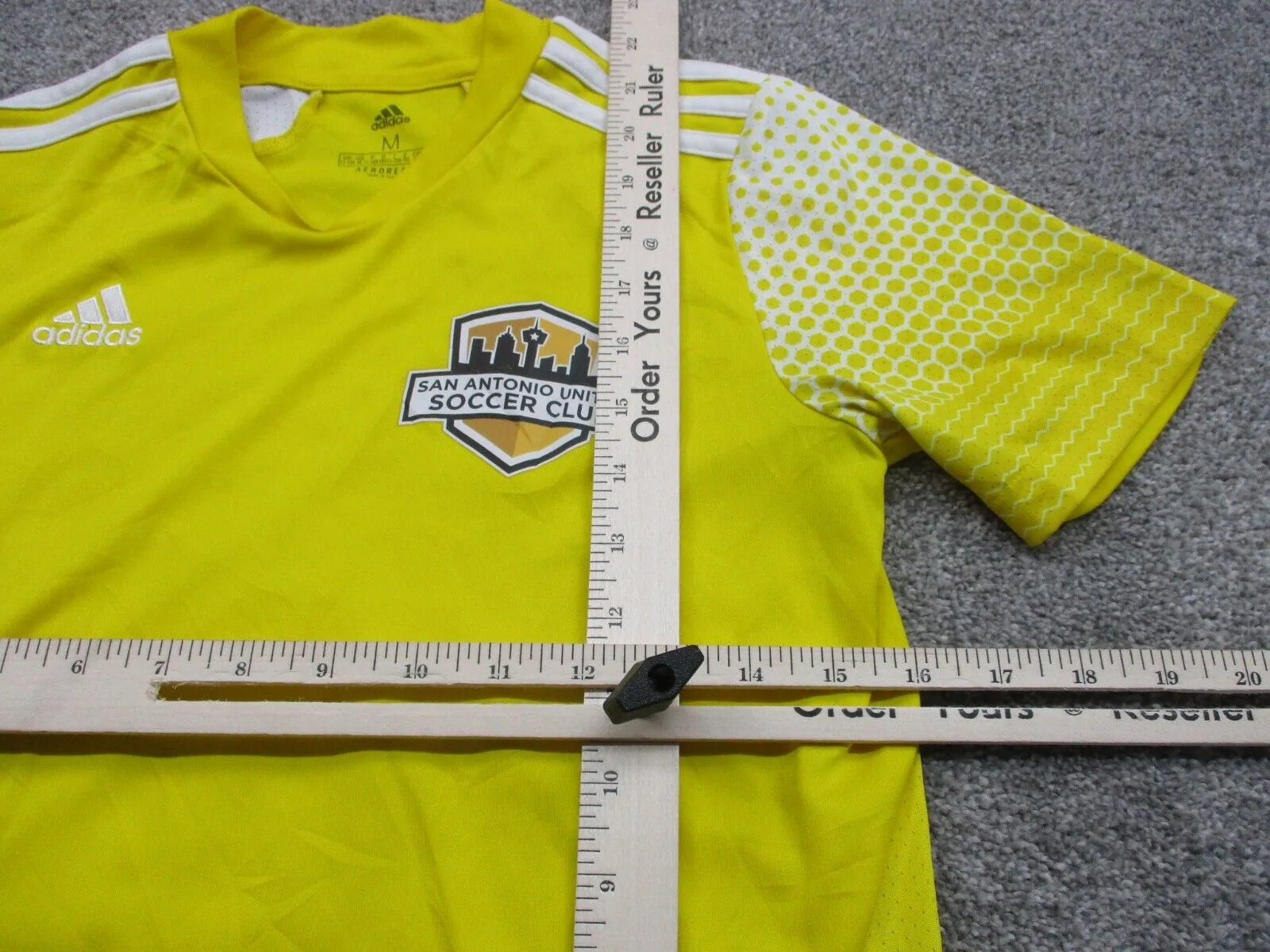 Adidas Football T-Shirt Youth Boys Medium Yellow San Antonio United Soccer Club