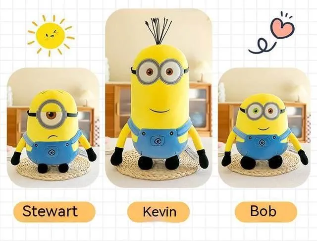 Adorable Minions Plush Toy - Bob & Stuart in Jeans Soft Dolls | Ideal Christmas & Birthday Gifts for Kids