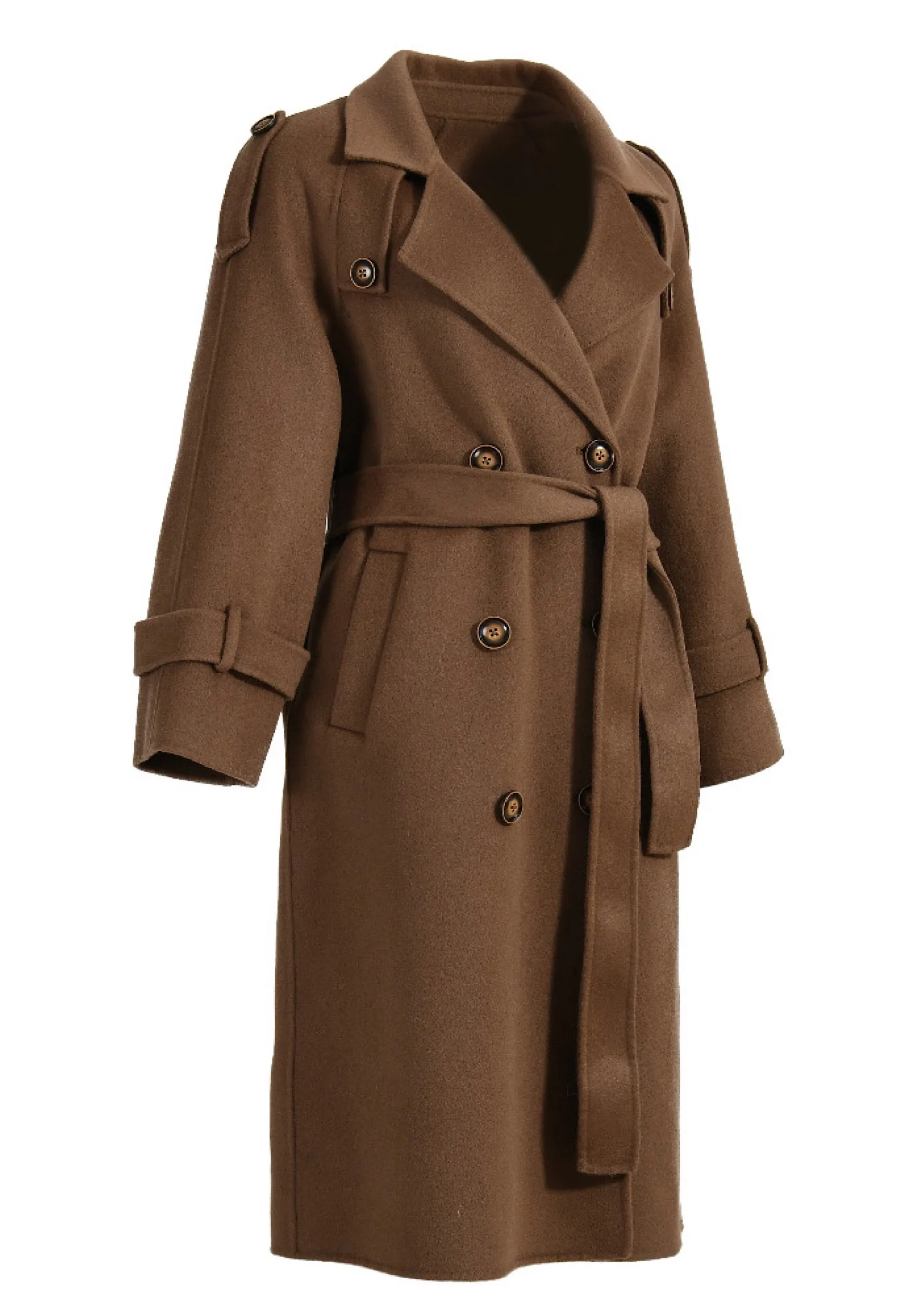 ALBA Brown Cashmere Trench Coat