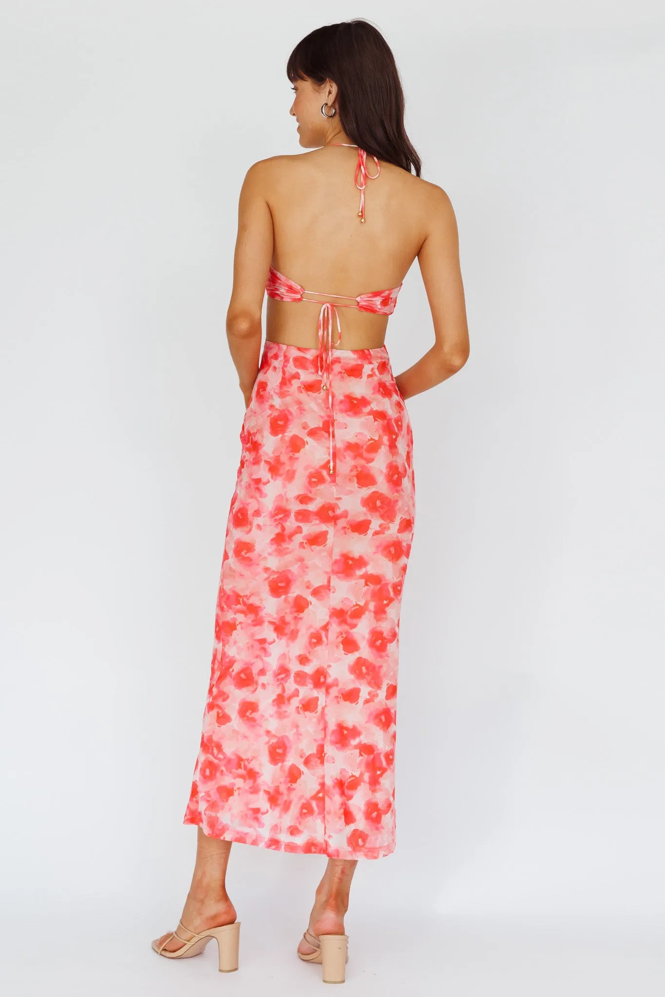 Alivia Tied Back Maxi Dress Floral Red