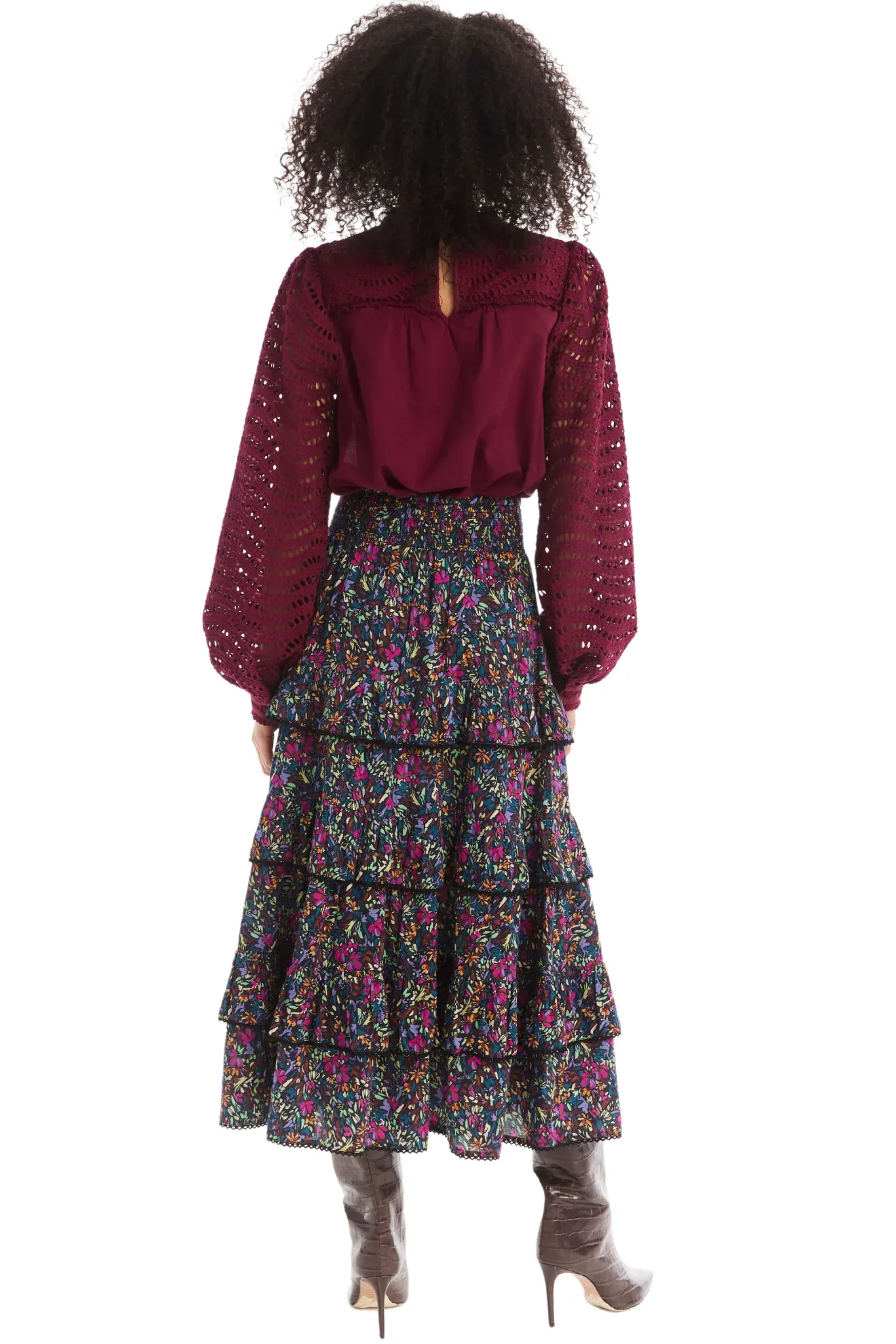 ALL Savannah Bright Ditsy Floral Midi Skirt