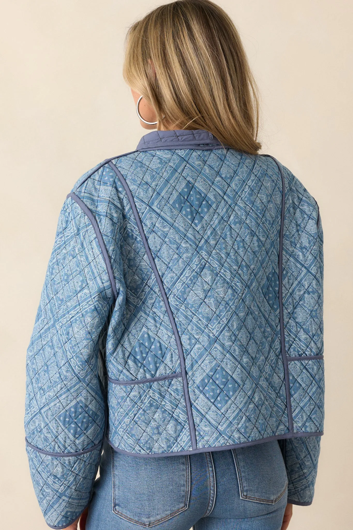 All You Do Light Blue Quilted Jacket