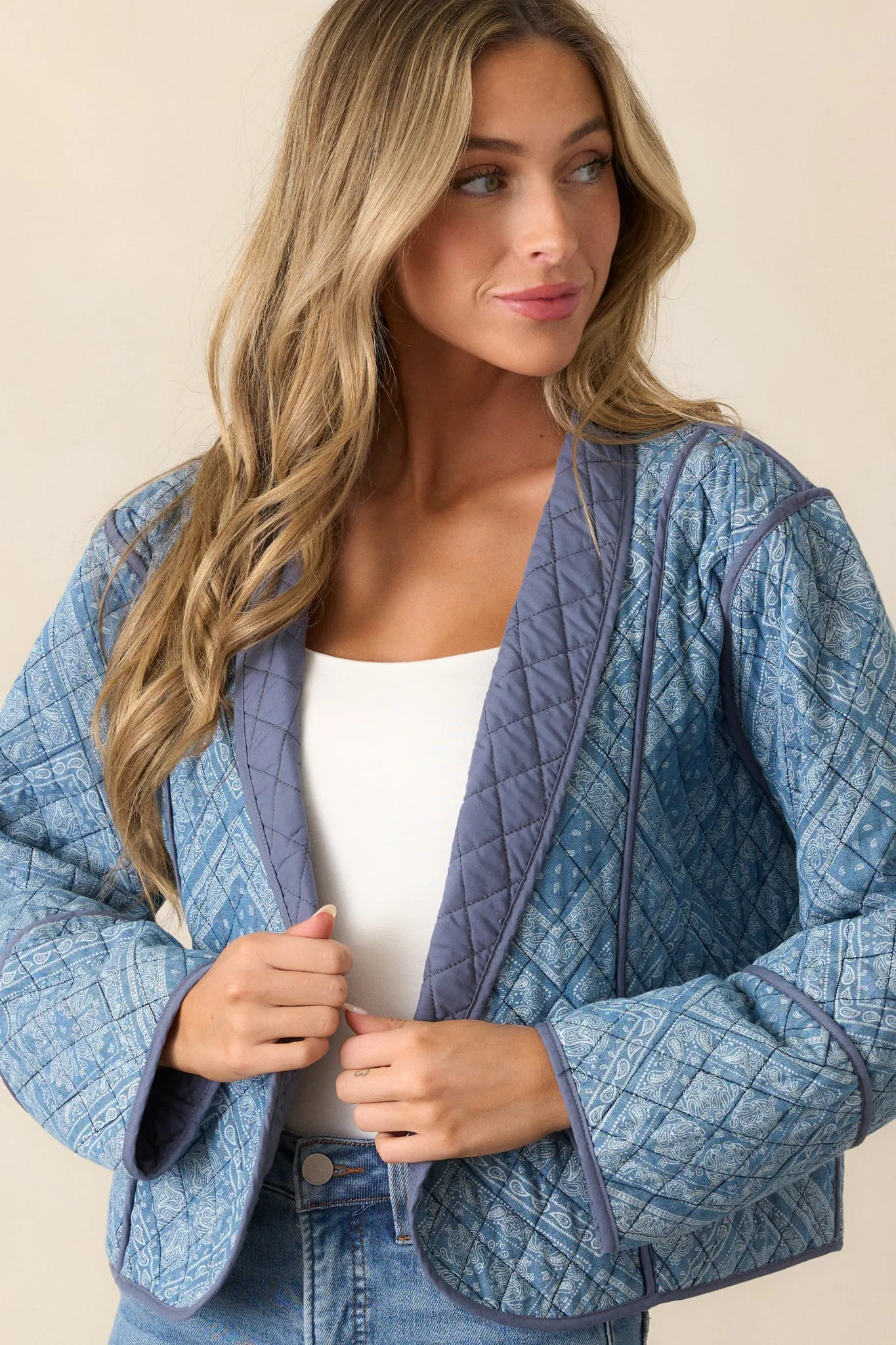 All You Do Light Blue Quilted Jacket