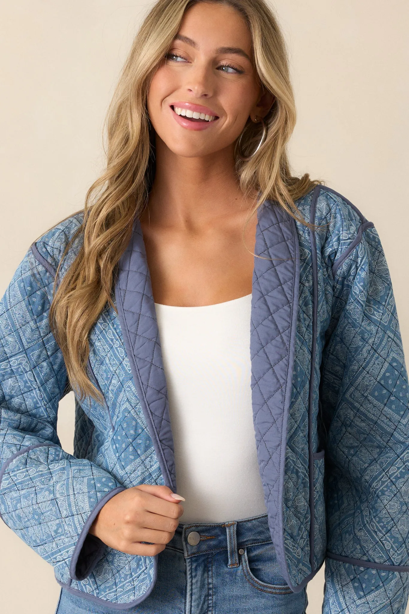 All You Do Light Blue Quilted Jacket