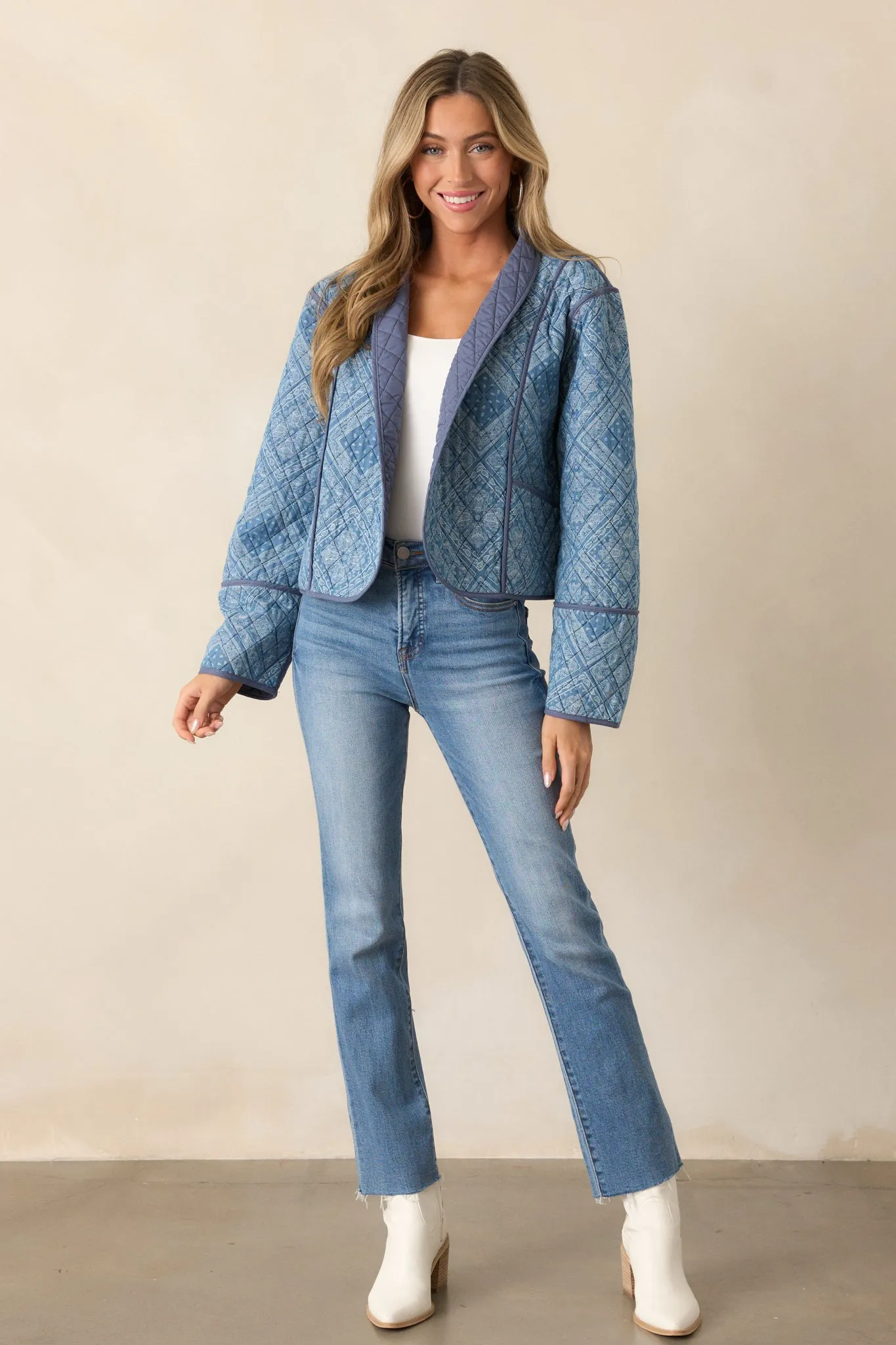 All You Do Light Blue Quilted Jacket