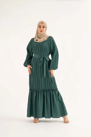 Amani Pleat Maxi Dress - Emerald