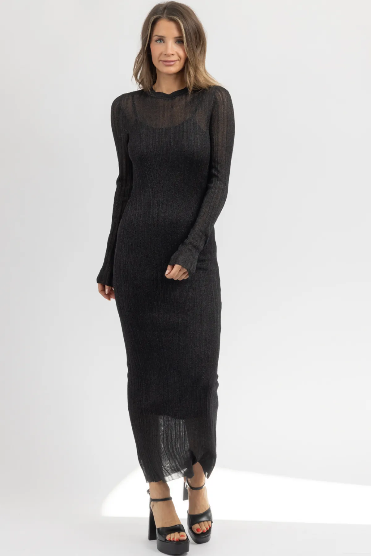 AMARA BLACK SHEER MAXI DRESS