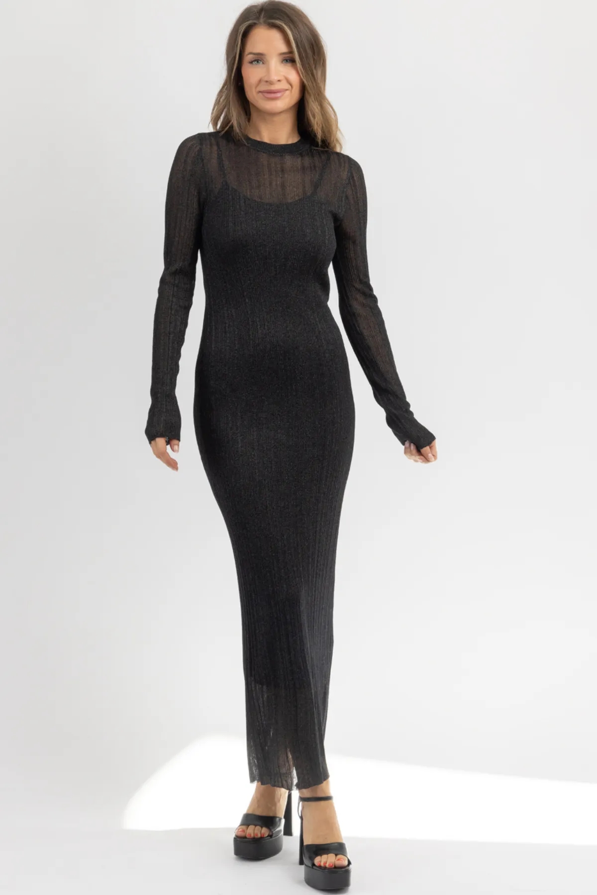 AMARA BLACK SHEER MAXI DRESS