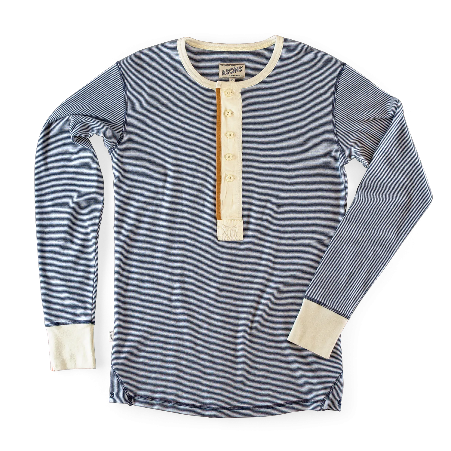 &SONS Wilder Henley Ticking Blue