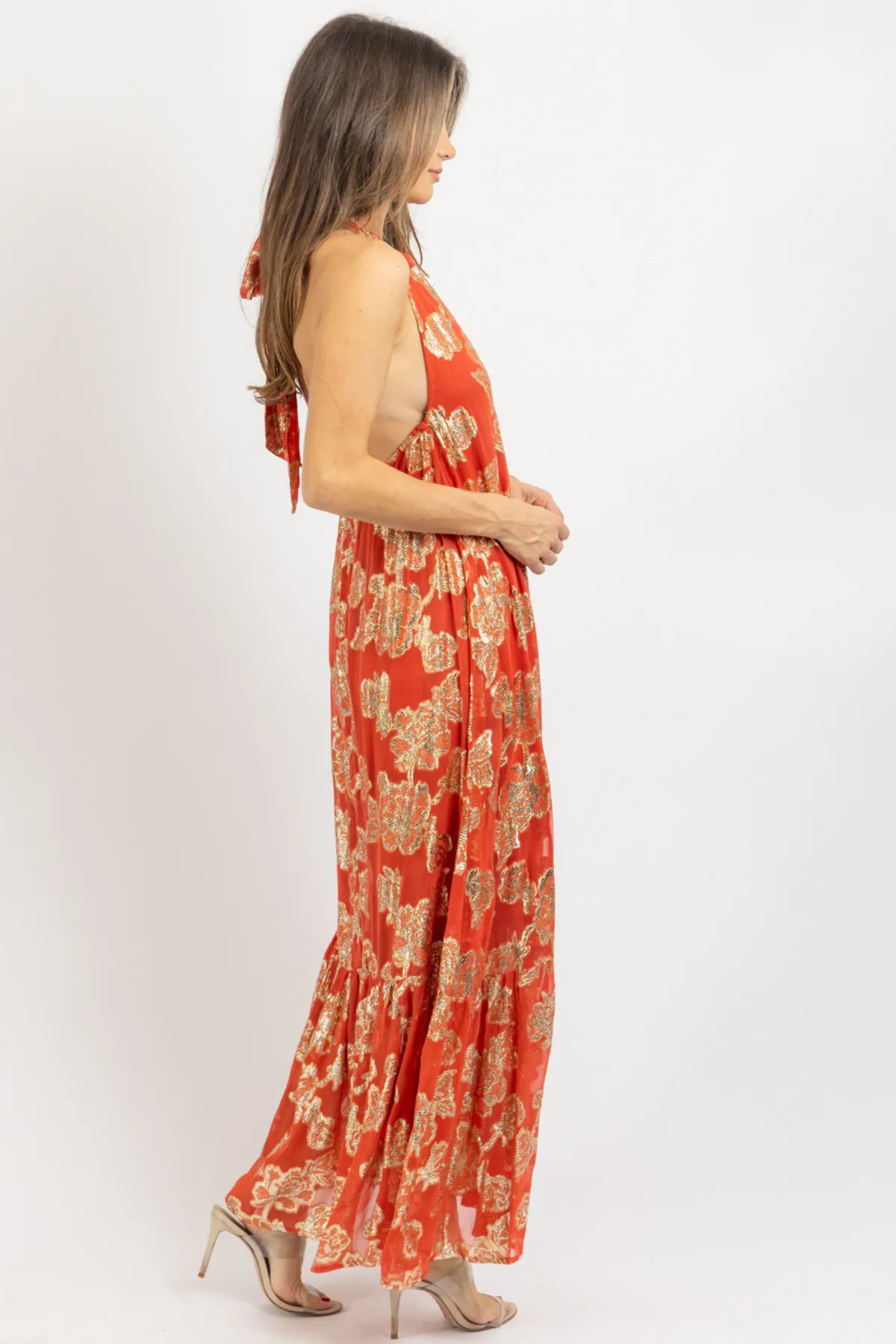 ANDIE RUST   GOLD MAXI DRESS