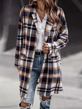 Ashore Shop Womens Plaid Shirt Jacket Long Trench Coat Style