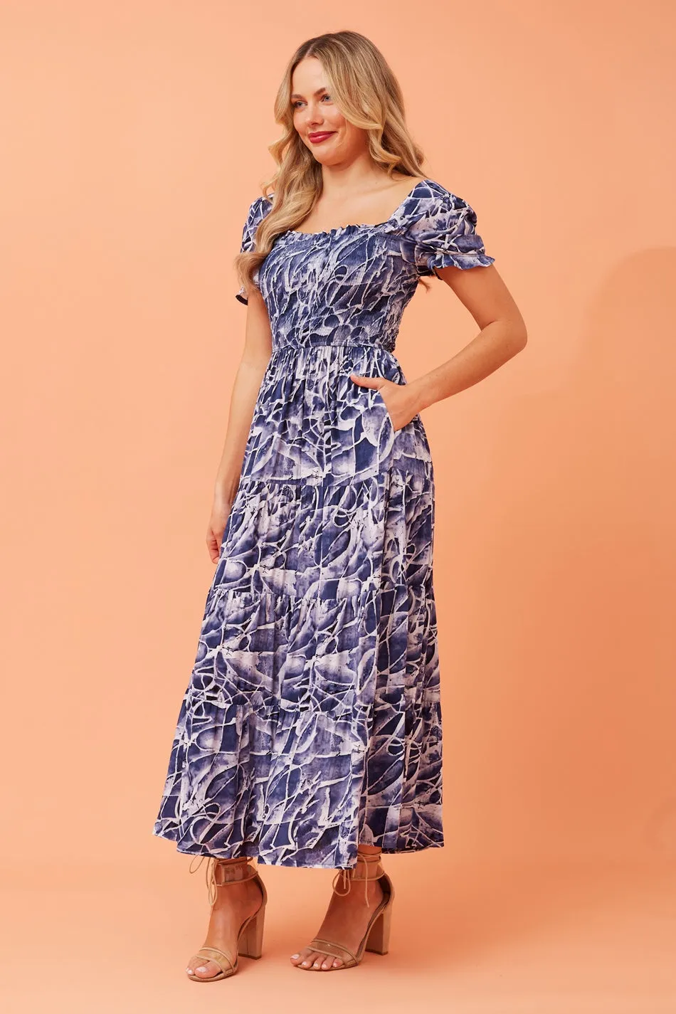 ASHTON ABSTRACT PRINT MAXI DRESS