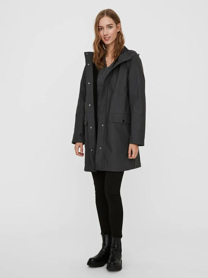 Asta 3/4 Teddy Lined Raincoat - Asphalt