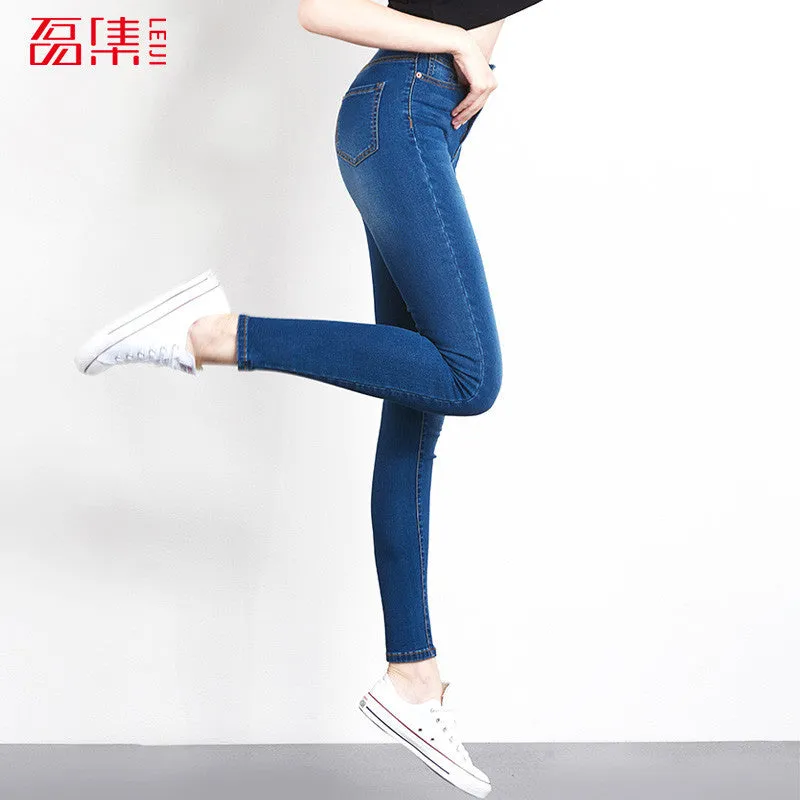 Autumn Fashion S- 6XL High Waist jeans High Elastic plus size Women Jeans woman femme washed casual skinny pencil Denim pants