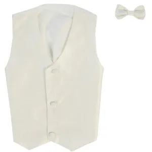 Baby Boys Ivory Poly Silk Vest Bowtie Special Occasion Set 3-24M