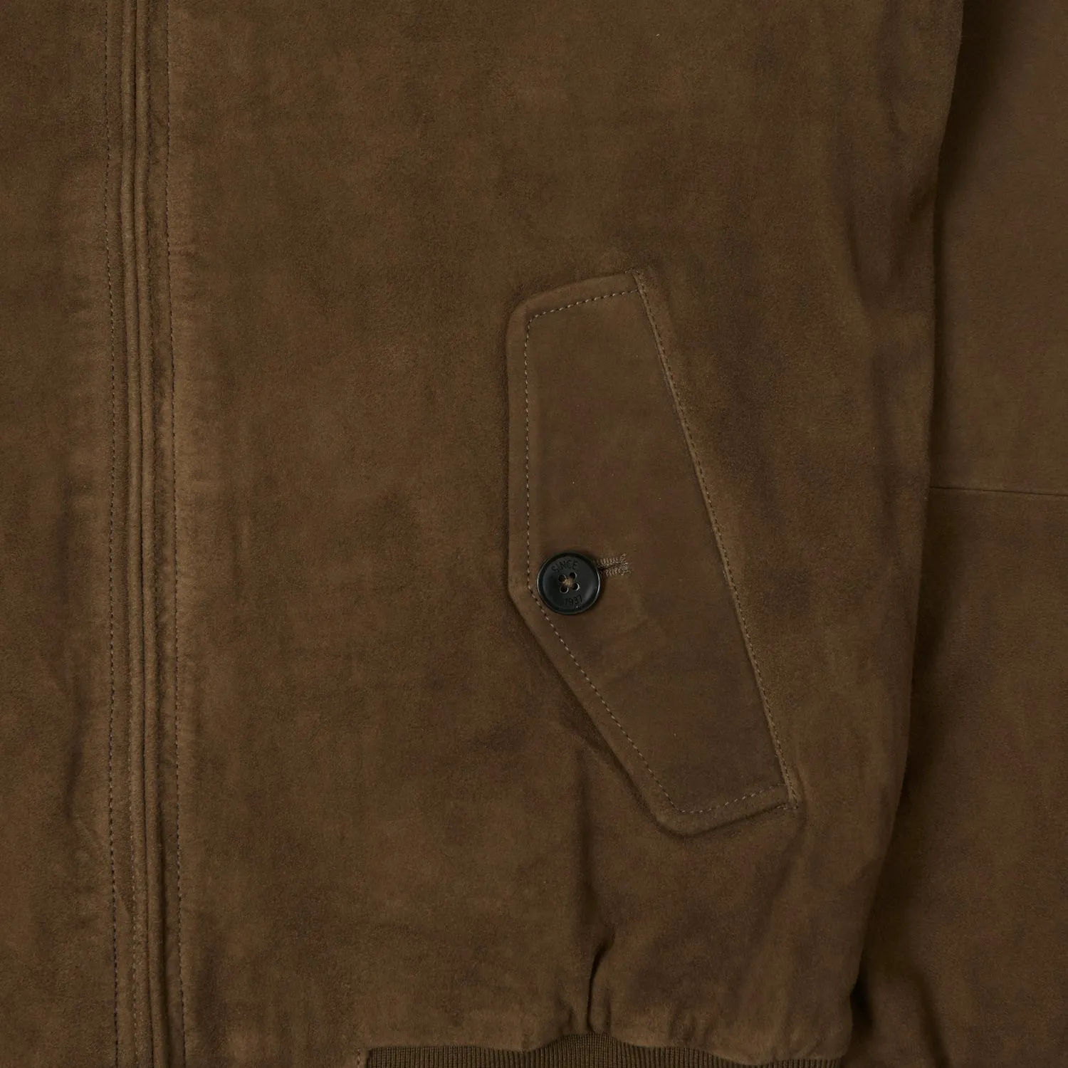 Baracuta G9 Suede Harrington Jacket - Dark Olive