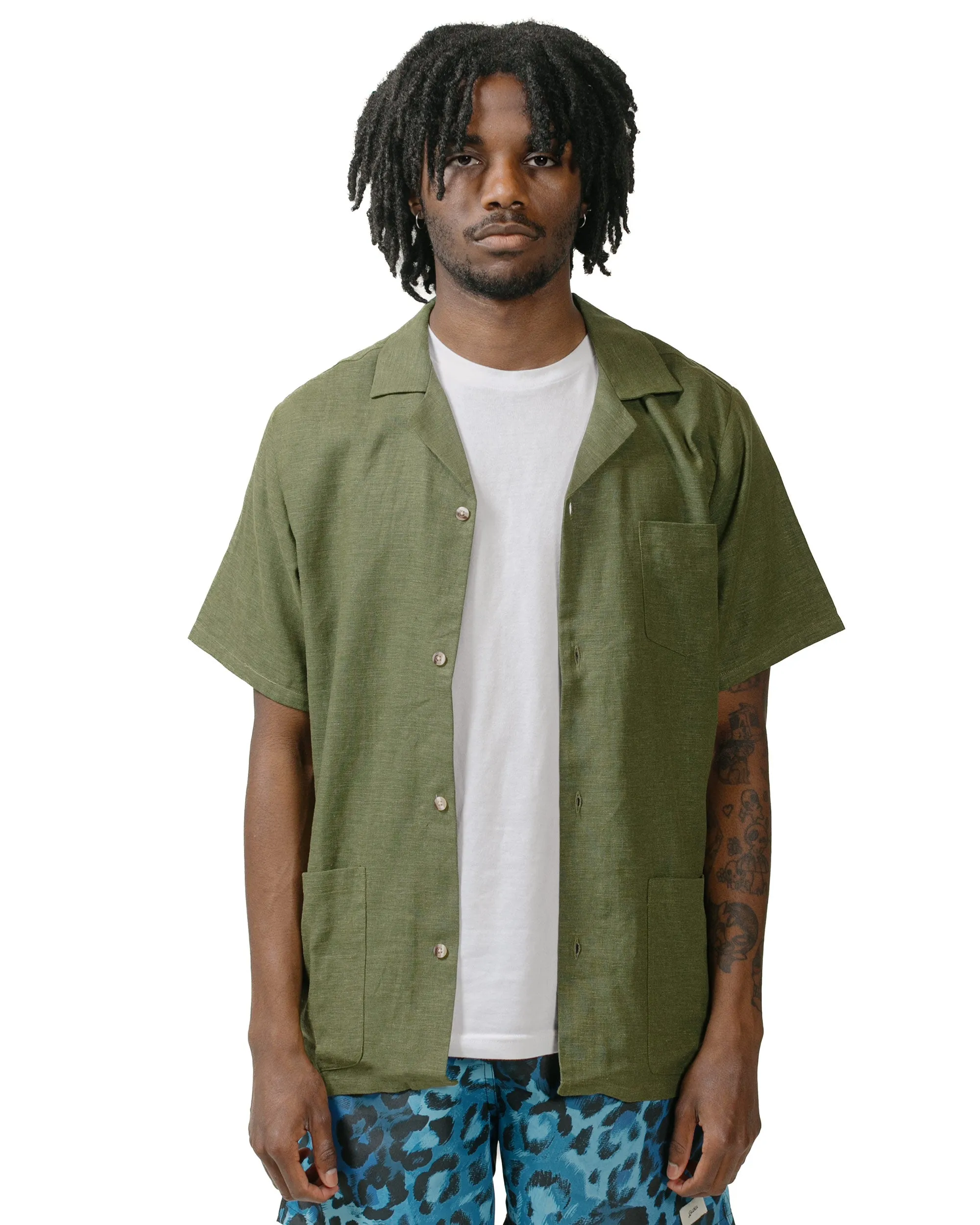 Bather Olive Linen Traveler Shirt