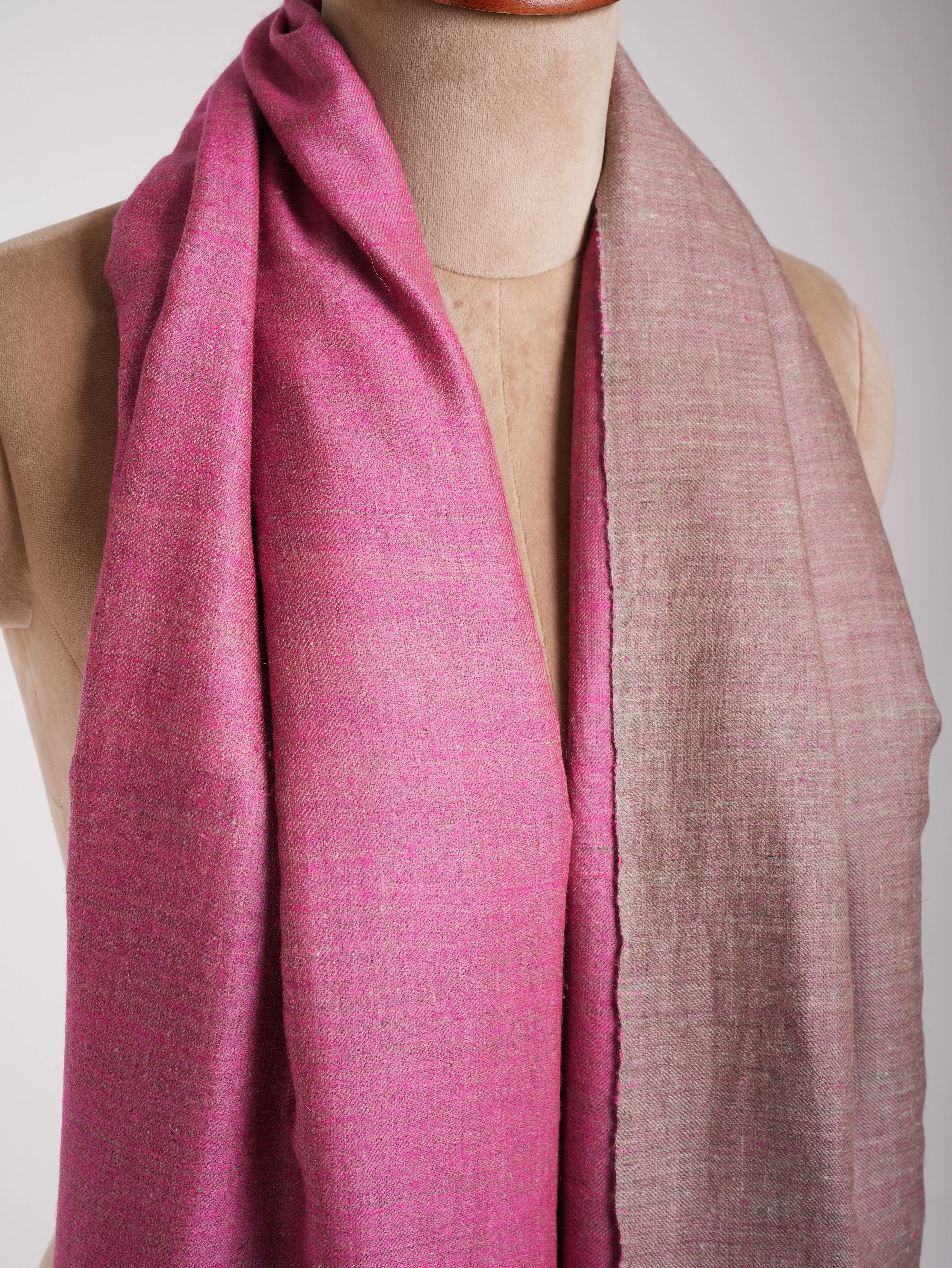 Beetroot Purple and Beige Dorukha Pashmina Shawl