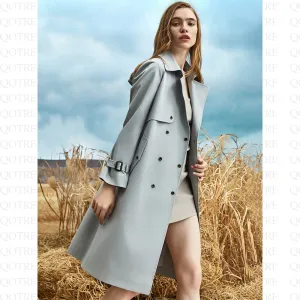 Belted Thigh-Length Trench Coat