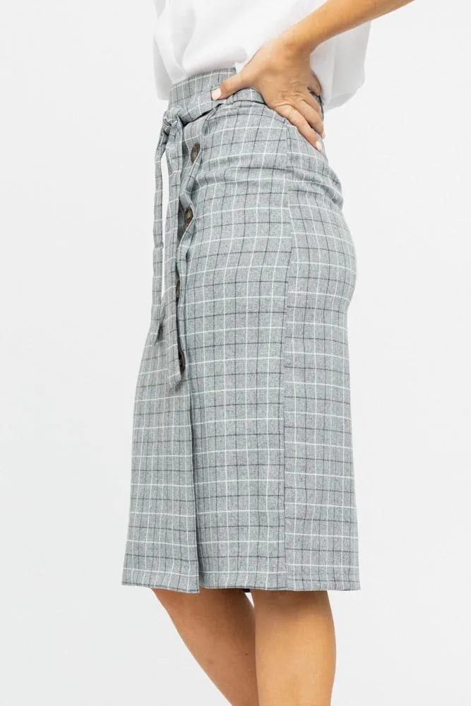 Beverly Plaid Skirt in Grey