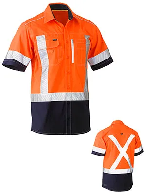 BISLEY FLEX & MOVE™ TWO TONE HI VIS STRETCH UTILITY SHORT SLEEVE SHIRT BS1177XT