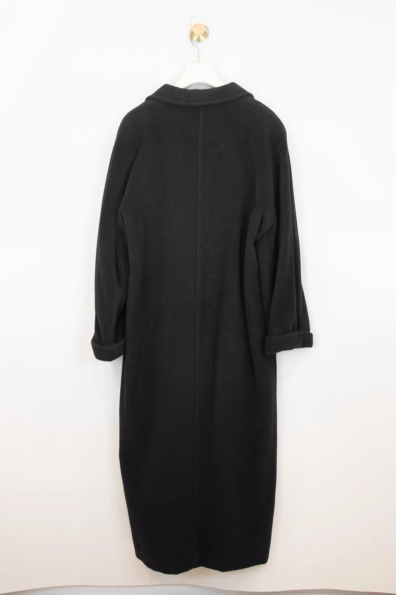 Black Classic Car Coat Trench Jacket Cashmere/Wool