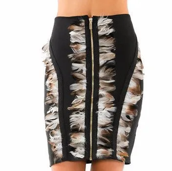 Black Feather Mini Skirt