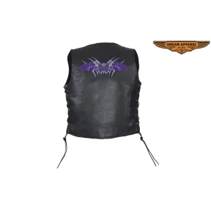 Black Gun Pocket Vest With Small Studded Purple Butterfly