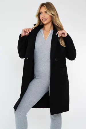 Black Mid Length Teddy Coat - Madelin