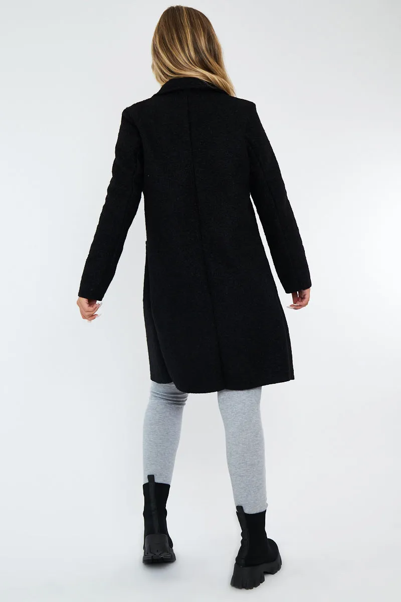 Black Mid Length Teddy Coat - Madelin