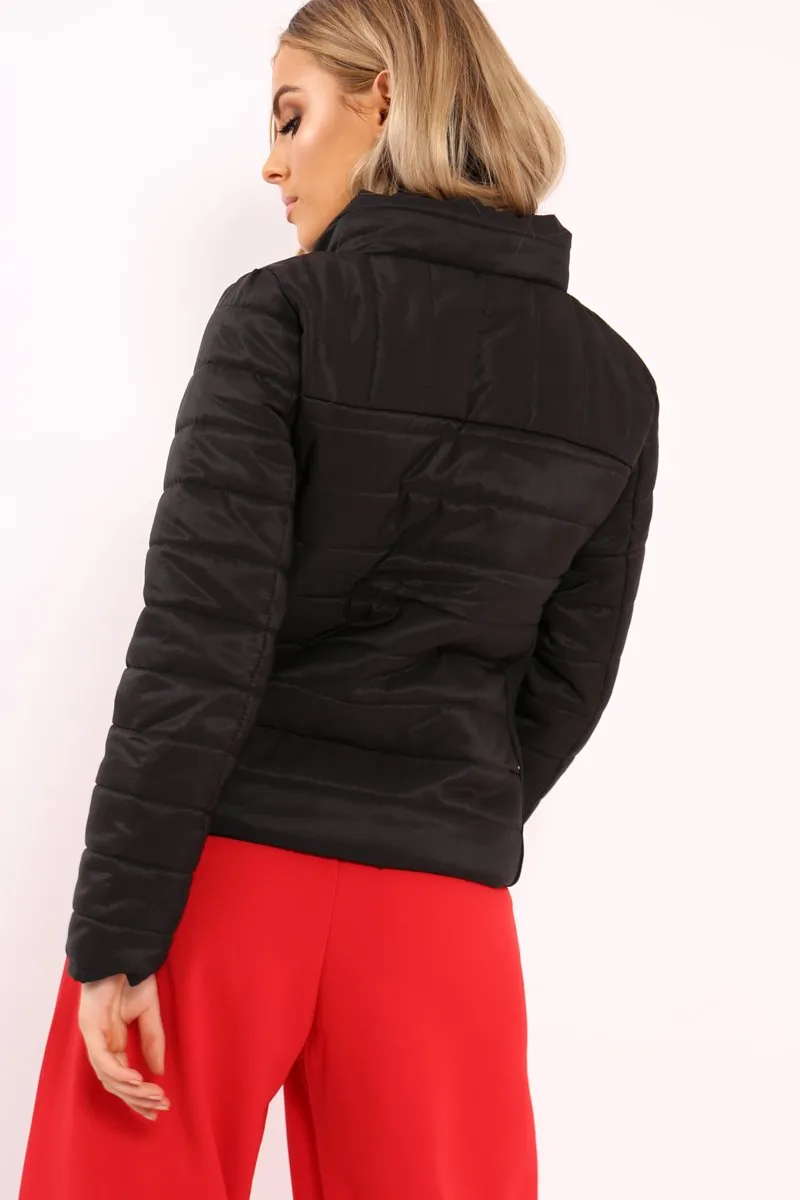 Black Padded Coat with Side Panel Detail  - Tallula