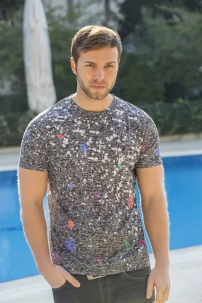 Black Paint Splash Print T-Shirt