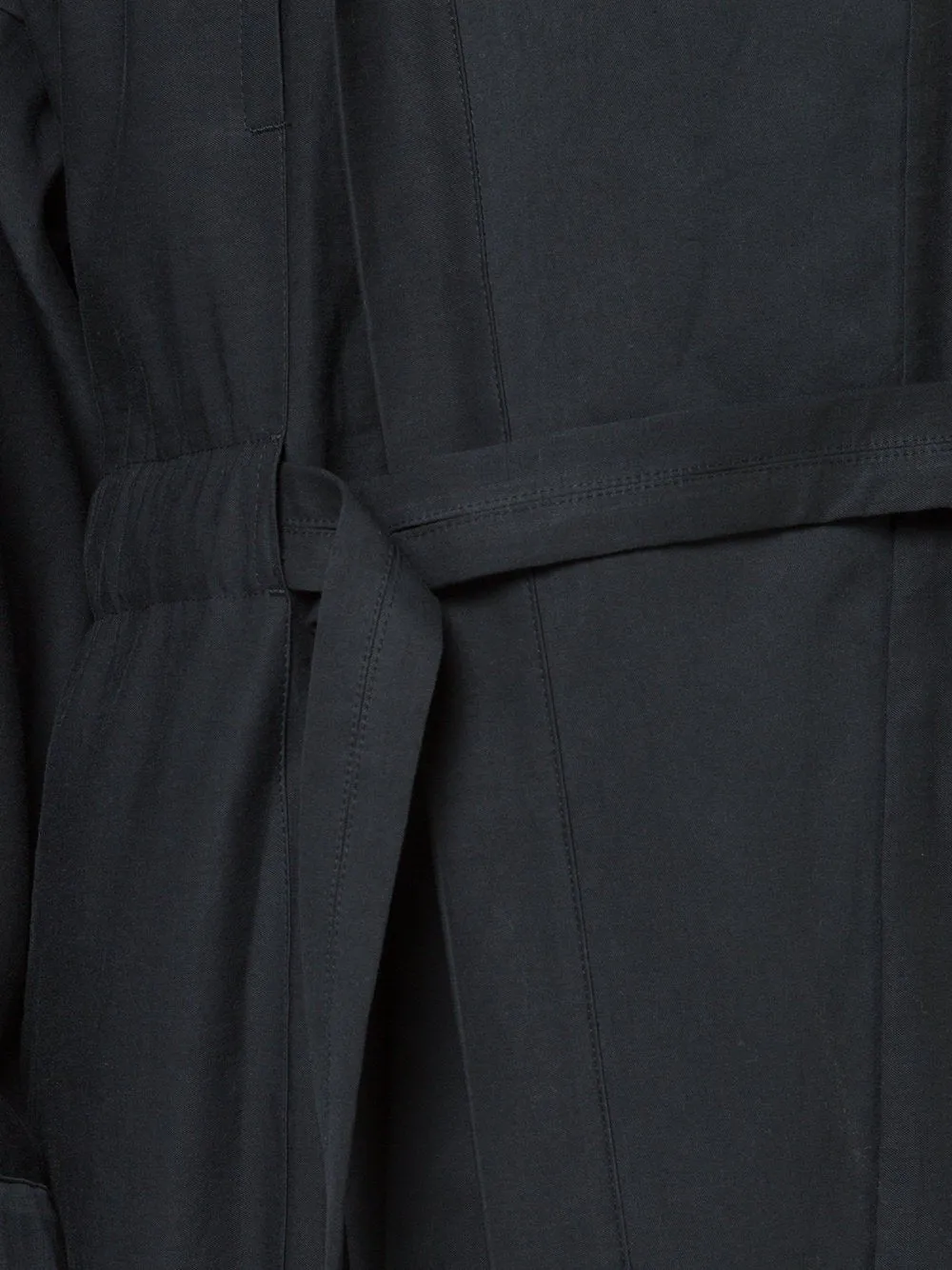 Black Paper Twill Hooded Trench Coat