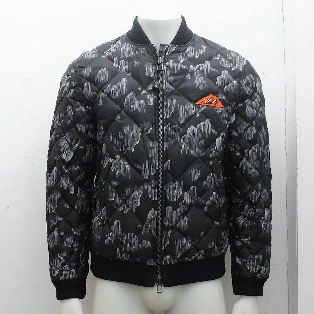 Black Printed Down Bomber Jacket