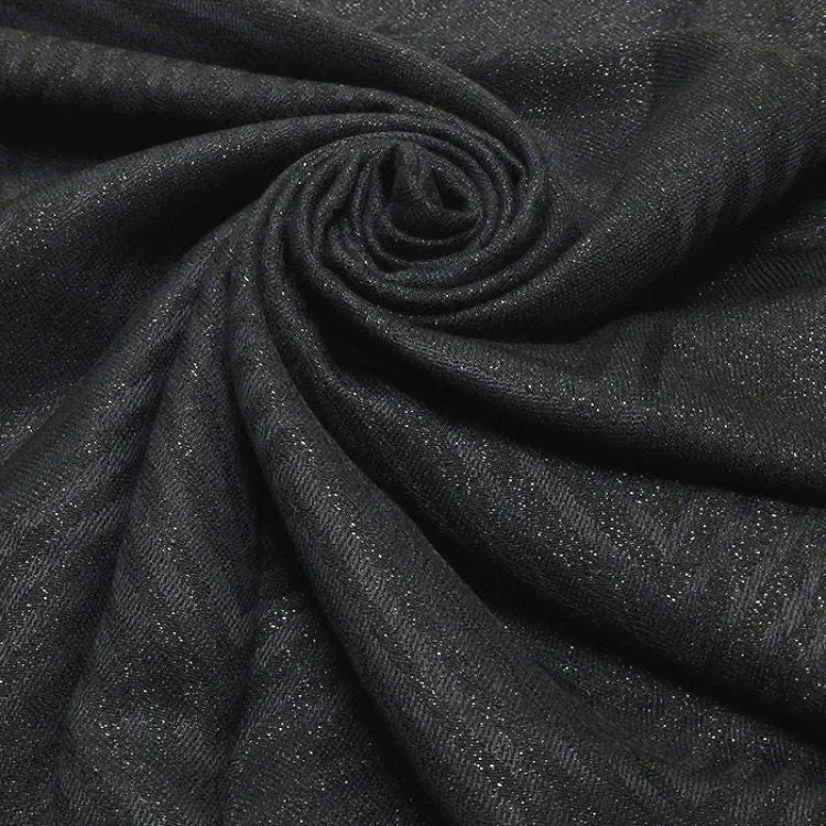 BLACK SPARKLY METALLIC EVENING SHAWL SCARF