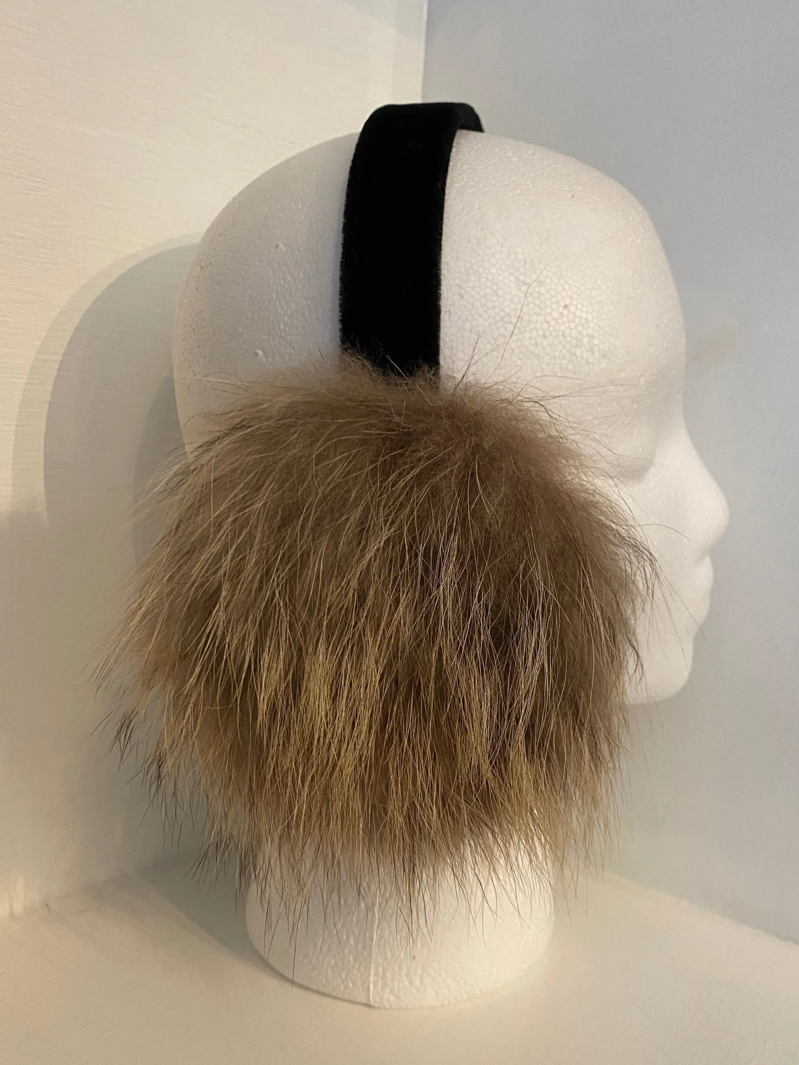 Blonde Mink Earmuffs with Black Velvet Band