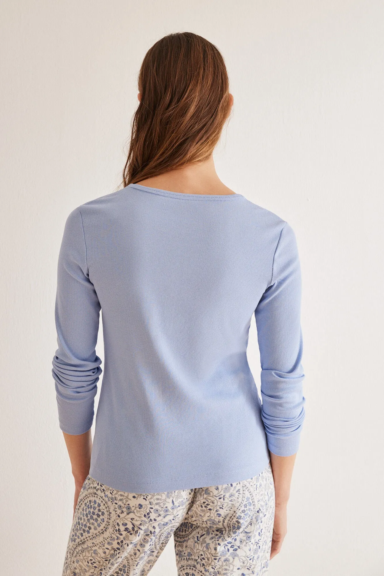 Blue 100% cotton Henley T-shirt