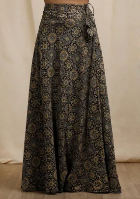 Blue Ajrakh Print Flared Skirt