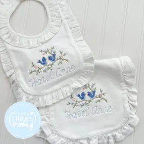 Blue Birds Bib or Burp Cloth