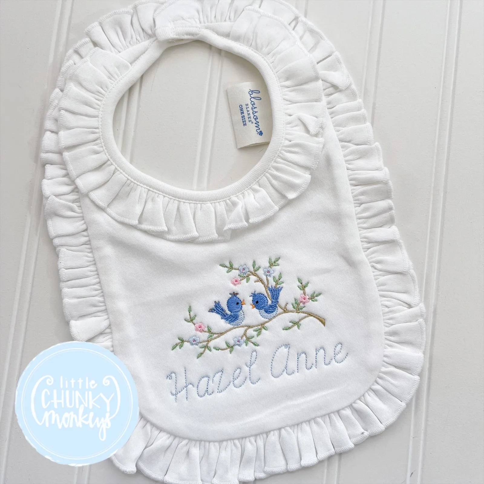 Blue Birds Bib or Burp Cloth