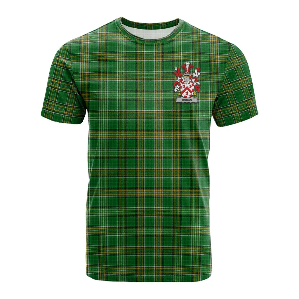 Boran Irish Clan Tartan Cotton T-shirt with Coat of Arms