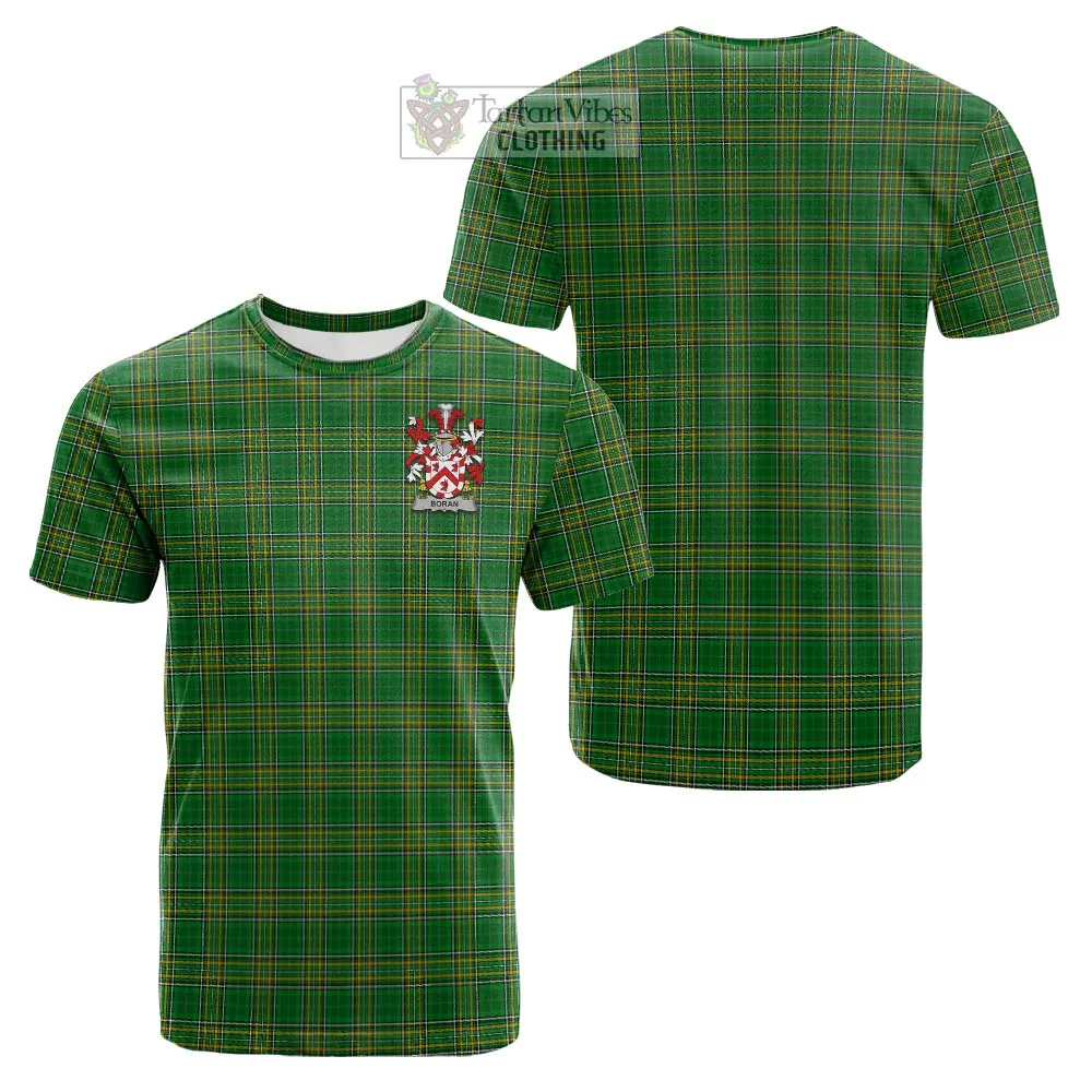 Boran Irish Clan Tartan Cotton T-shirt with Coat of Arms