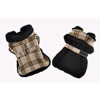 Brown & White Plaid Coat with Matching Leash